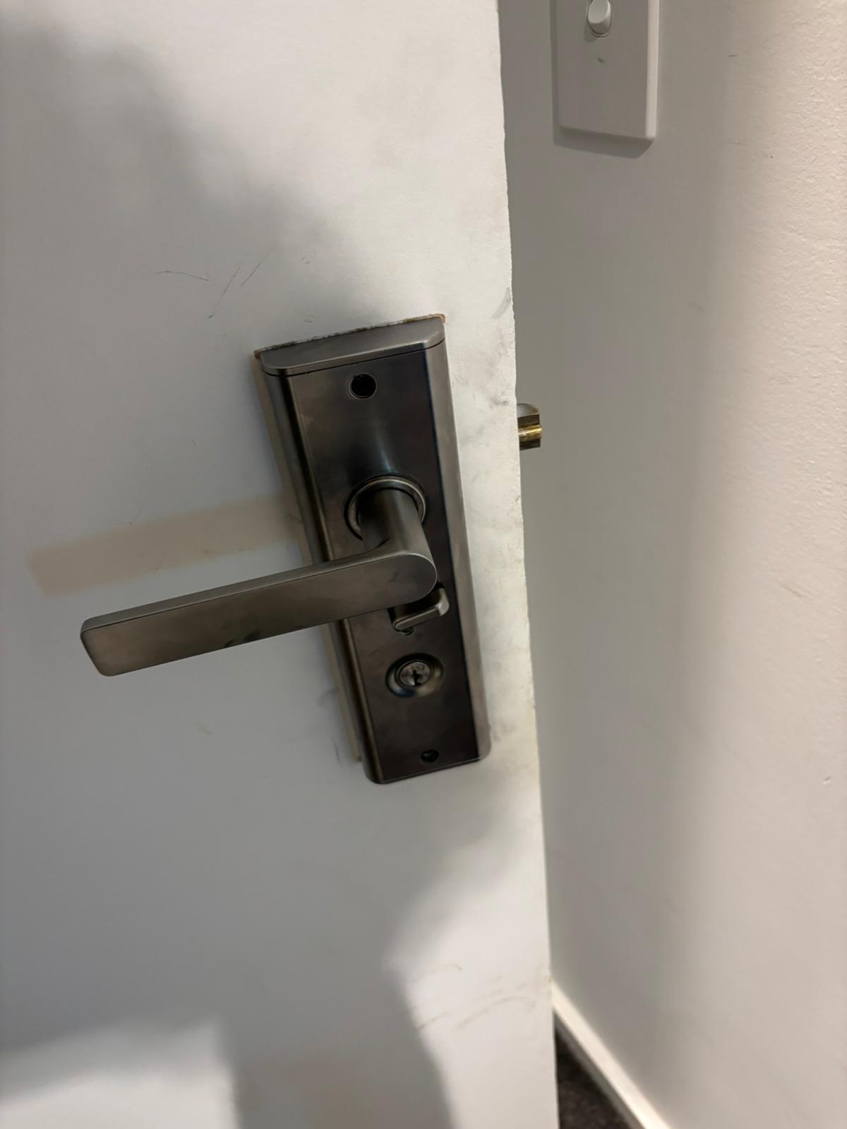 Loose lever lock repaired on a Greenlane interior door